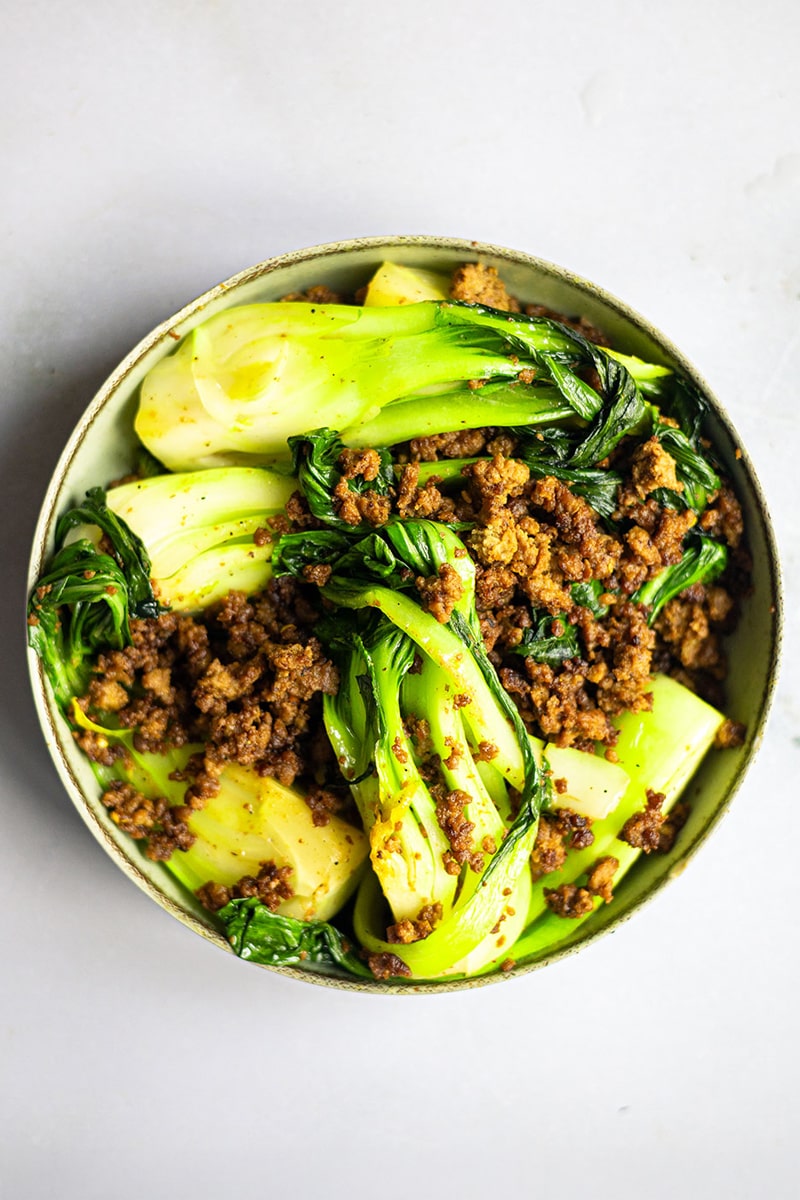 Hackfleisch-Pak-Choi-Mischung