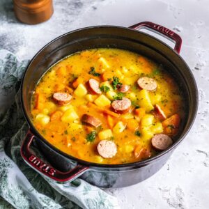 Möhreneintopf klassisch mit Mettenden