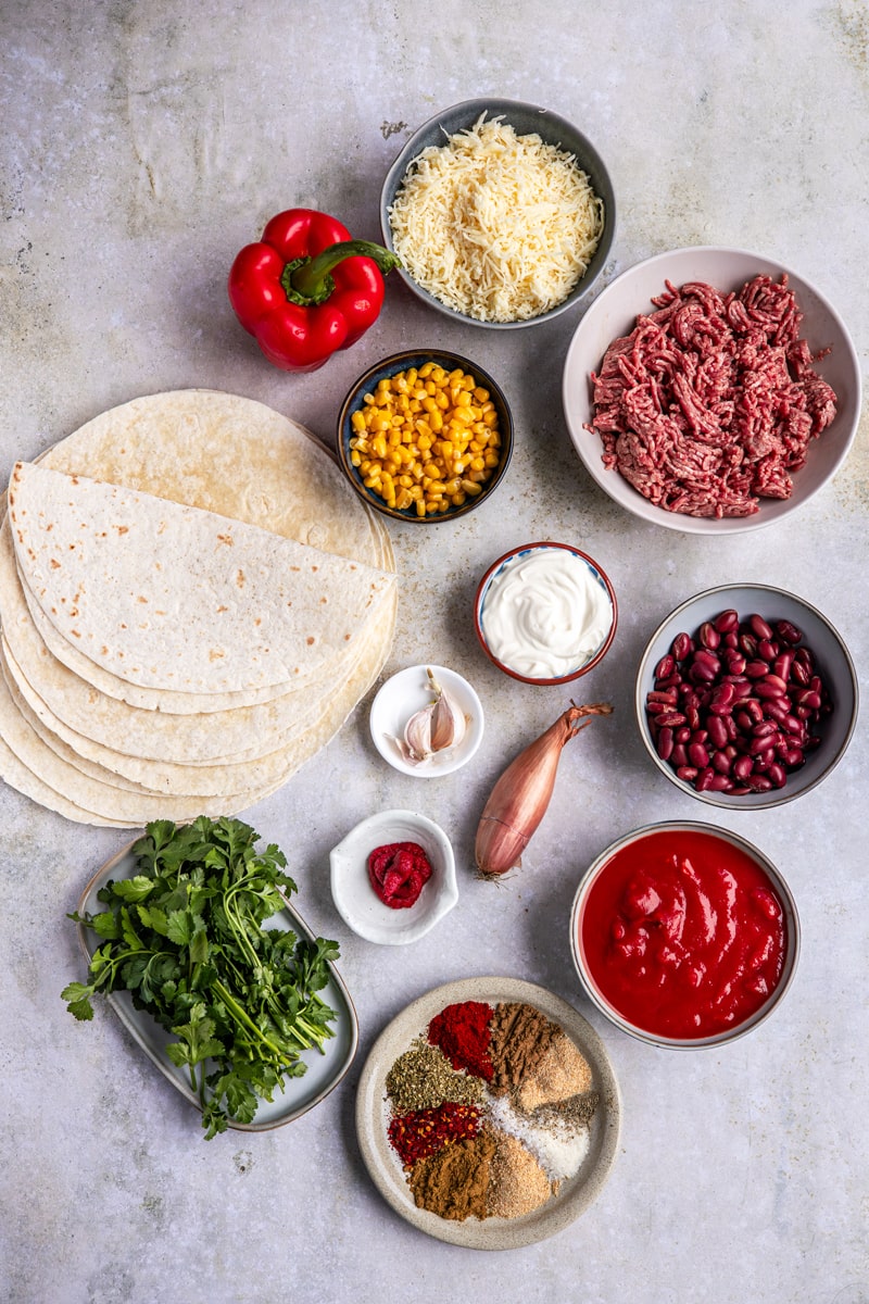 Zutaten für Mexikanische Burritos